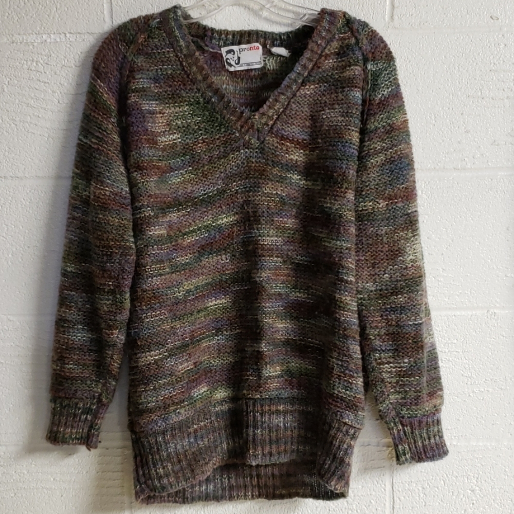 Pronto vintage big loose knit vneck sweater large
